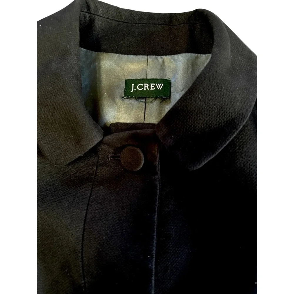 J Crew Black Ruffled Pea Coat Coat Jacket Tie Waist - Picture 2 of 6
